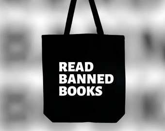 Read Banned Books Tote |Reading Tote| Goth Tote |Black Canvas Tote |Shopping bag |Tote |Grocery Tote