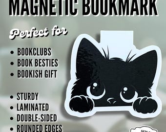 Black Cat Magnetic Bookmark|Book lover gift| Christmas gift|Book Club| Bookmark|Cat Bookmark