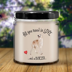 Borzoi dog gift Borzoi candle Dog lover gift Dog candle Pet candle I love my Borzoi dog candle Borzoi dog mom gift image 5