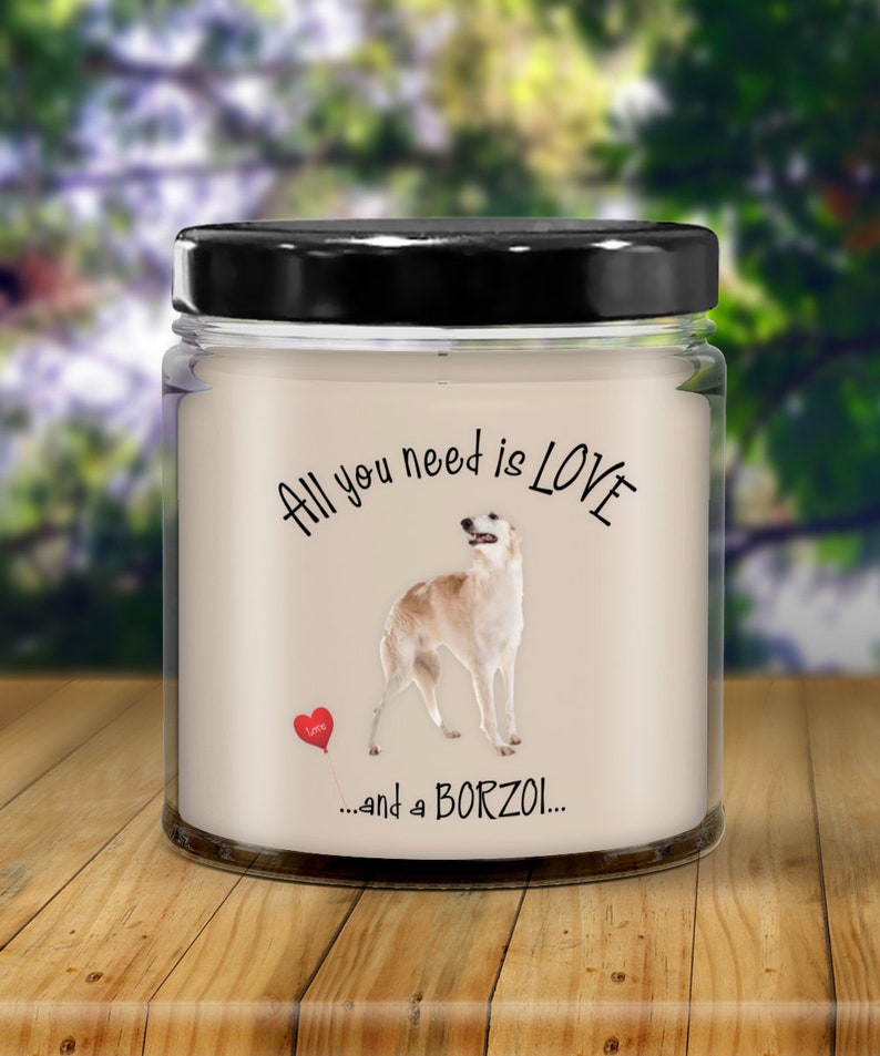 Borzoi dog gift Borzoi candle Dog lover gift Dog candle Pet candle I love my Borzoi dog candle Borzoi dog mom gift image 5
