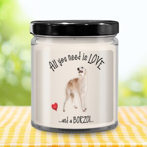 Borzoi dog gift Borzoi candle Dog lover gift Dog candle Pet candle I love my Borzoi dog candle Borzoi dog mom gift image 4