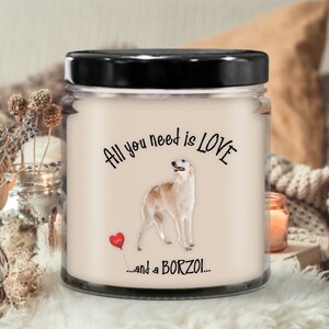 Borzoi dog gift Borzoi candle Dog lover gift Dog candle Pet candle I love my Borzoi dog candle Borzoi dog mom gift image 6