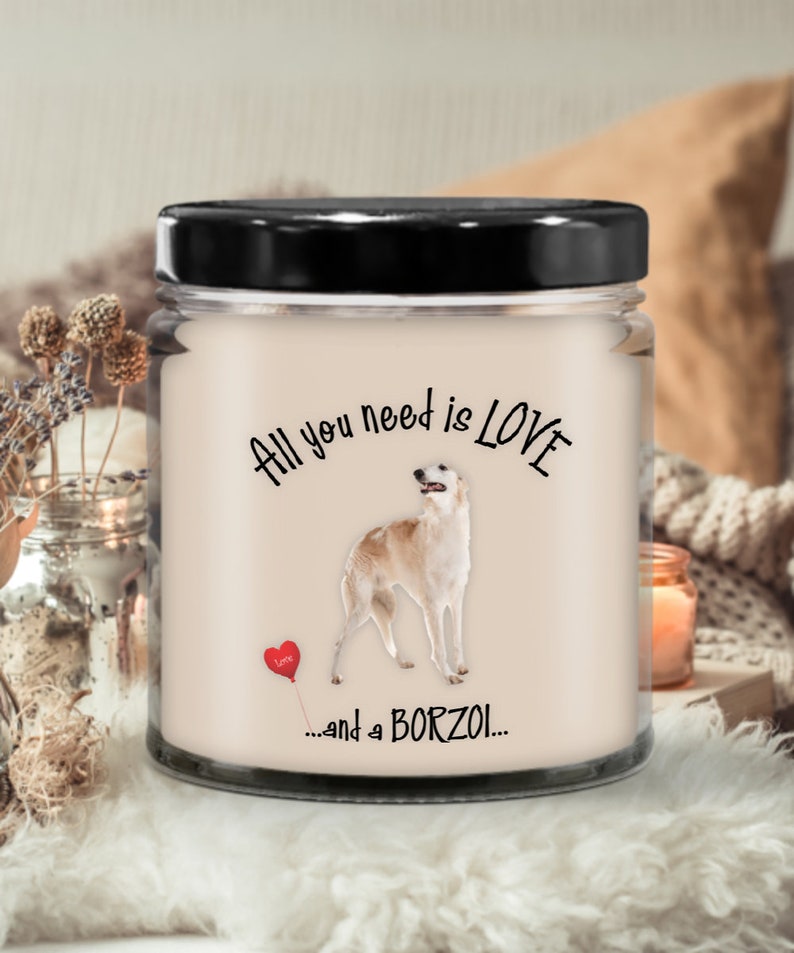 Borzoi dog gift Borzoi candle Dog lover gift Dog candle Pet candle I love my Borzoi dog candle Borzoi dog mom gift image 6