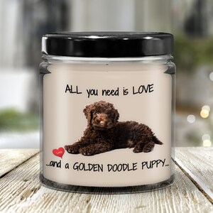 Golden doodle puppy candle Golden doodle Dog candle Pet candle Golden doodle Dog lover candles Dog mom candles I love my golden doodle