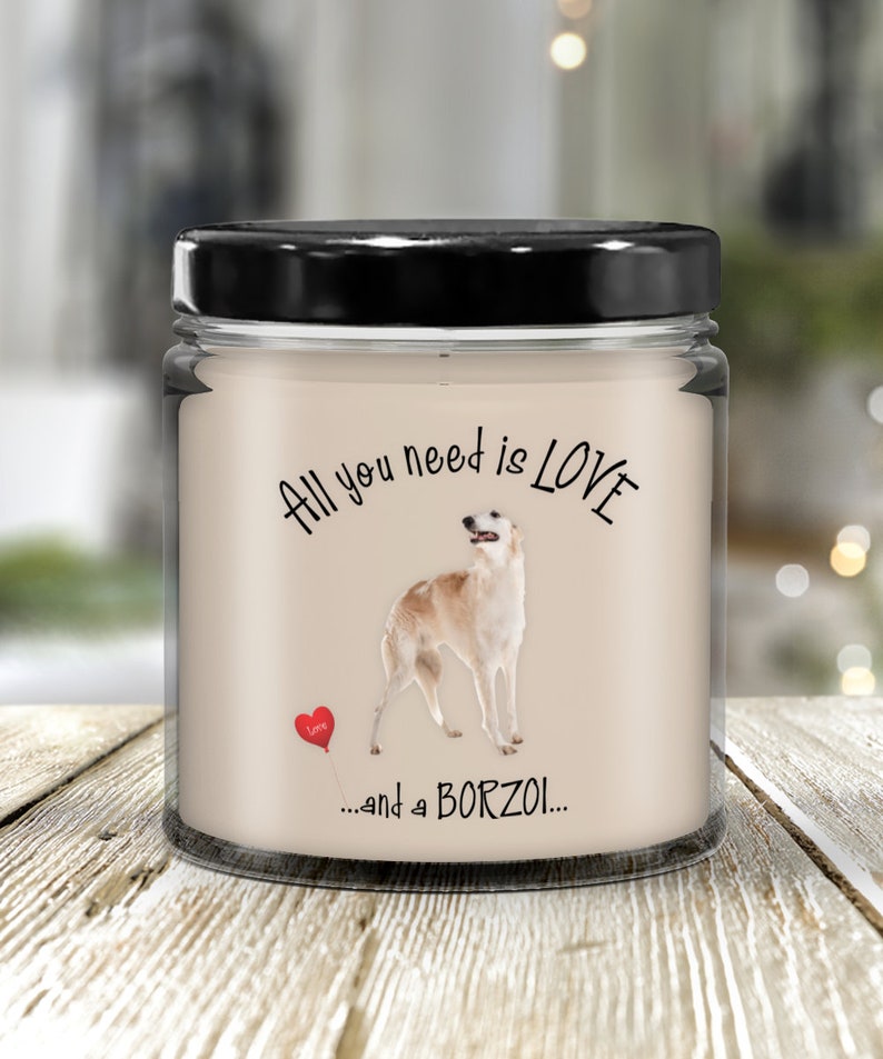 Borzoi dog gift Borzoi candle Dog lover gift Dog candle Pet candle I love my Borzoi dog candle Borzoi dog mom gift image 1