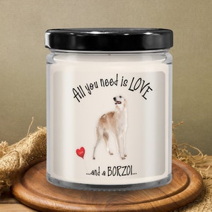 Borzoi dog gift Borzoi candle Dog lover gift Dog candle Pet candle I love my Borzoi dog candle Borzoi dog mom gift image 3