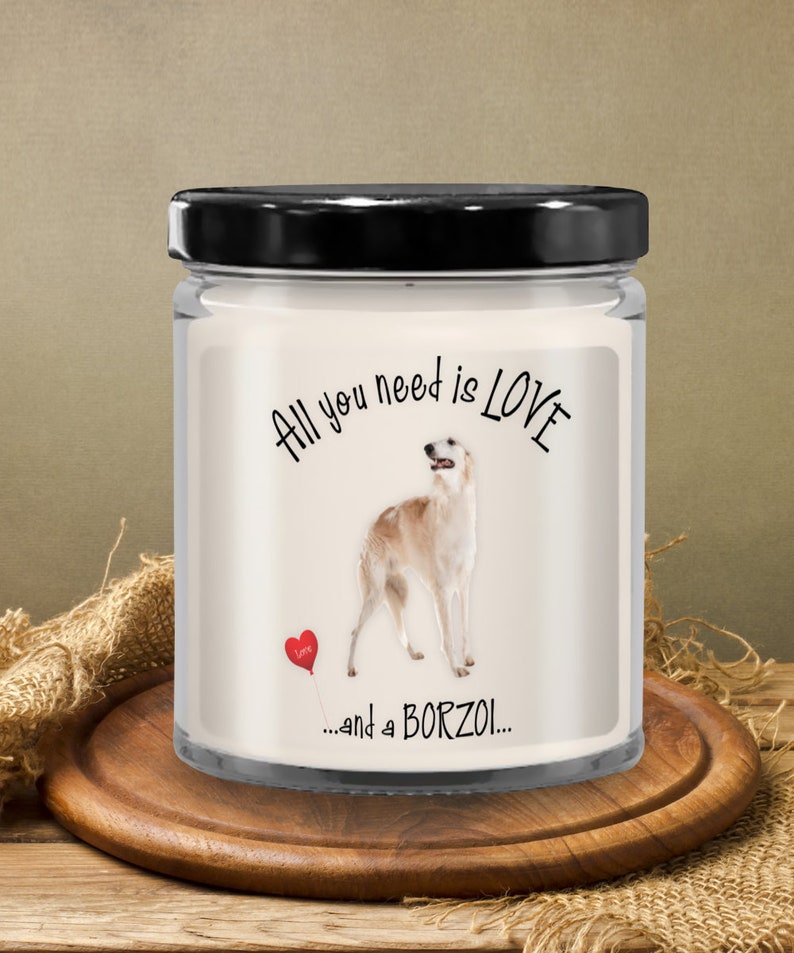 Borzoi dog gift Borzoi candle Dog lover gift Dog candle Pet candle I love my Borzoi dog candle Borzoi dog mom gift image 3