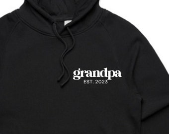 Embroidered Grandpa Grandad EST Tshirt Custom Tee, Personalised Father's Day Gift, Baby Announcement Established Year Embroider Sweatshirt