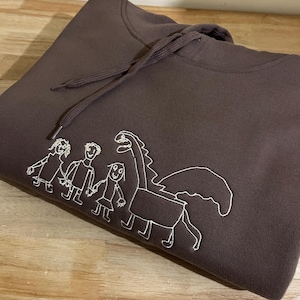 Custom Kids Art Embroidered Tshirt or Personalised Hoodie, Sentimental Gift for Dad, fathers day mens jumper, christmas present for grandpa imagem 8