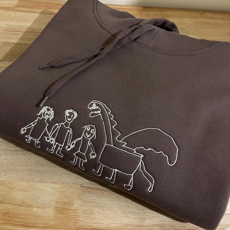Custom Kids Art Embroidered Tshirt or Personalised Hoodie, Sentimental Gift for Dad, fathers day mens jumper, christmas present for grandpa imagem 8