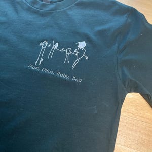 Custom Kids Art Embroidered Tshirt or Personalised Hoodie, Sentimental Gift for Dad, fathers day mens jumper, christmas present for grandpa imagem 9