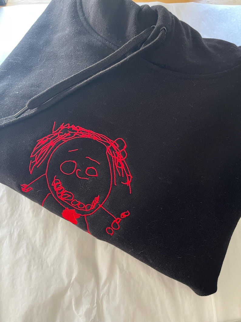Custom Kids Art Embroidered Tshirt or Personalised Hoodie, Sentimental Gift for Dad, fathers day mens jumper, christmas present for grandpa imagem 11