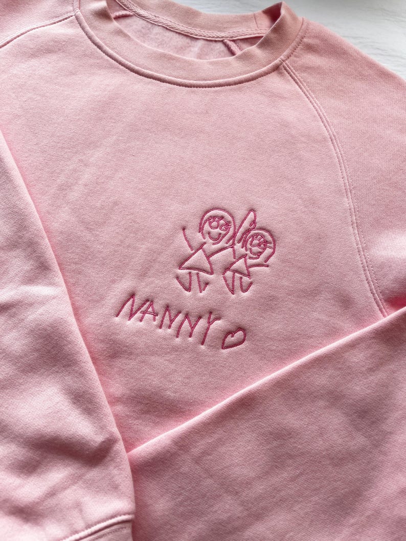 Custom Kids Art Embroidered Tshirt or Personalised Hoodie, Sentimental Gift for Dad, fathers day mens jumper, christmas present for grandpa imagem 5