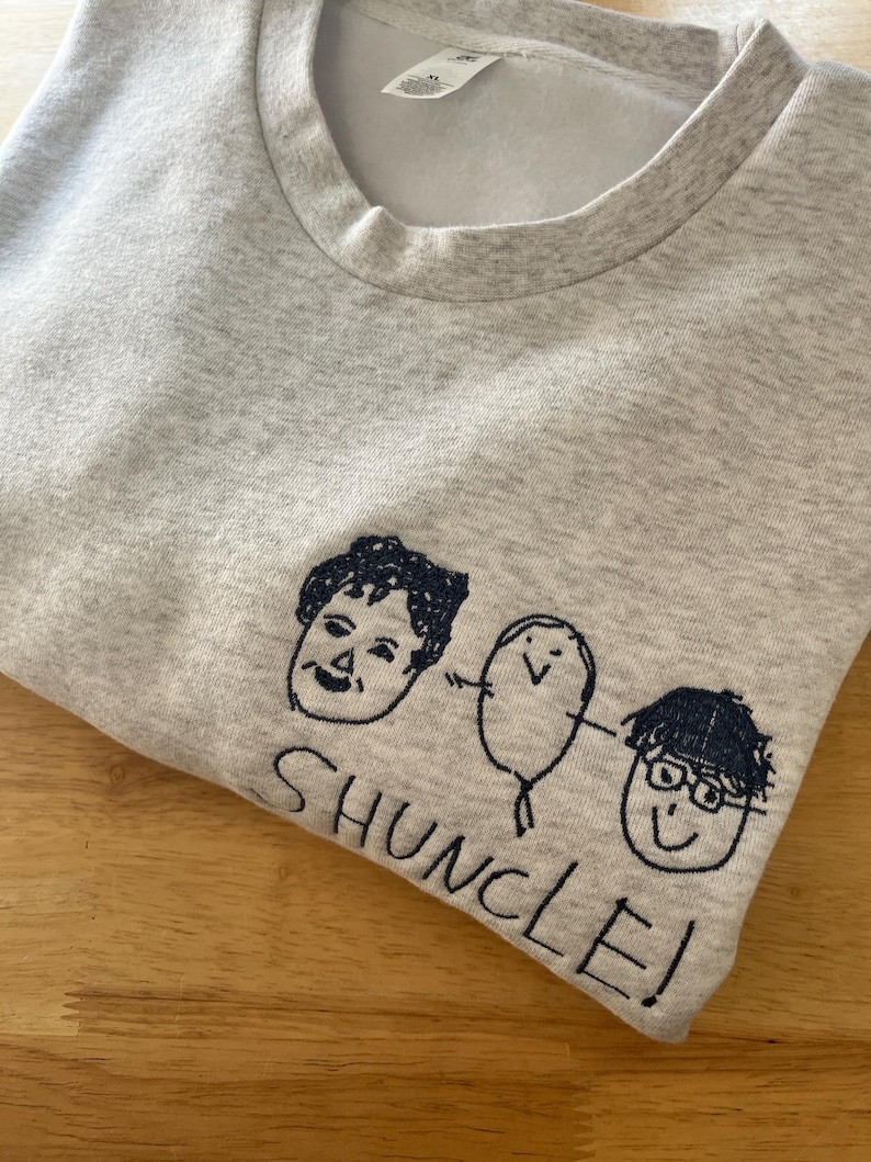 Custom Kids Art Embroidered Tshirt or Personalised Hoodie, Sentimental Gift for Dad, fathers day mens jumper, christmas present for grandpa imagem 13