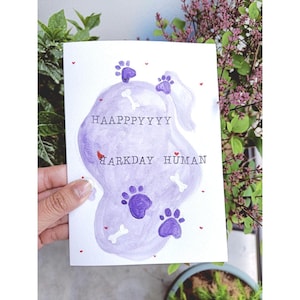 Tarjeta de felicitación hecha a mano con pintura acrílica original. Tarjeta de felicitación de cumpleaños con temática de mascotas. Regalo para cumpleaños de perro, dueño de mascota o amante de los perros.