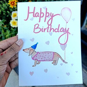 Tarjeta de felicitación hecha a mano con pintura acrílica original. Tarjeta de felicitación de cumpleaños con temática de mascotas. Regalo para cumpleaños de perro, dueño de mascota o amante de los perros.