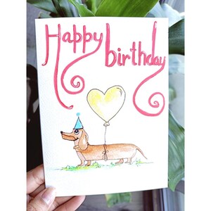 Tarjeta de felicitación hecha a mano con pintura acrílica original. Tarjeta de felicitación de cumpleaños con temática de mascotas. Regalo para cumpleaños de perro, dueño de mascota o amante de los perros.