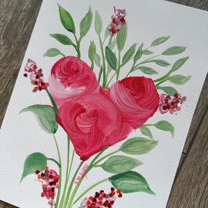 Carte de voeux peinte à la main avec peinture acrylique originale. Parfait pour la Saint-Valentin. Carte de qualité supérieure pour le spécial.