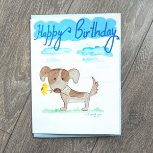 Tarjeta de felicitación hecha a mano con pintura acrílica original. Tarjeta de felicitación de cumpleaños con temática de mascotas. Regalo para cumpleaños de perro, dueño de mascota o amante de los perros.