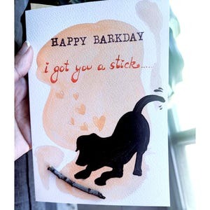 Tarjeta de felicitación hecha a mano con pintura acrílica original. Tarjeta de felicitación de cumpleaños con temática de mascotas. Regalo para cumpleaños de perro, dueño de mascota o amante de los perros.