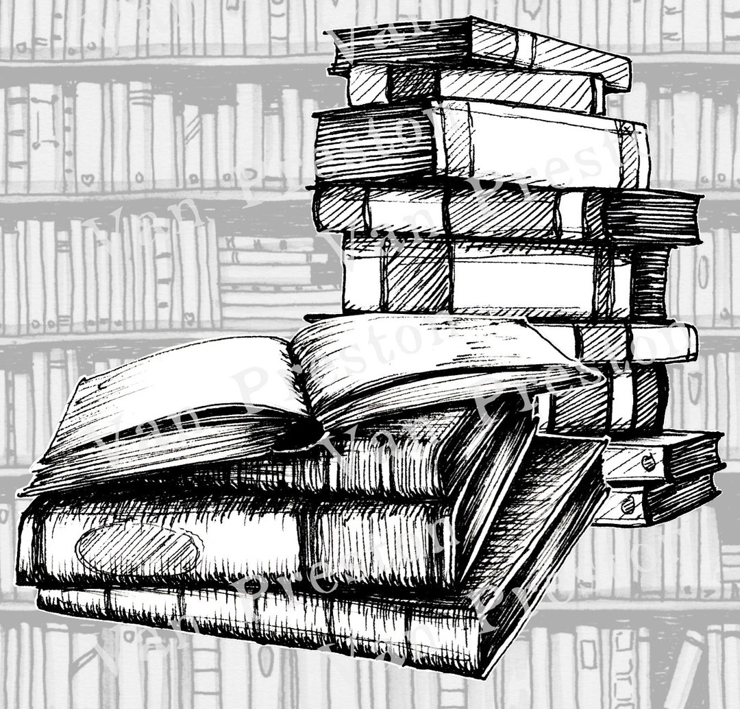 Book Illustrations Pictures of Books Stacks Printable Clipart - Etsy