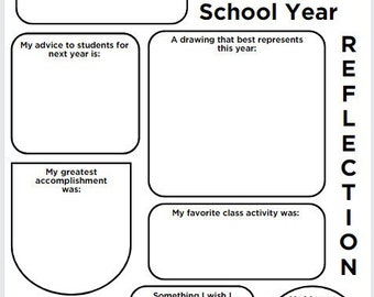 End of School Year Reflection Worksheet 100% Customizable Canva Template