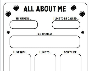 All About Me Worksheet and Portrait (2 pages) 100% Customizable Canva Template