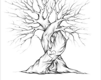 Gender Reveal Fingerprint Tree 100% Customizable Canva Template