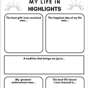 My Life in HIGHLIGHTS Worksheet 100% Customizable Canva Template