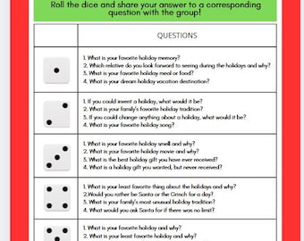 HOLIDAY Dice Icebreaker Activity for Classroom or Team Building 100% Customizable Canvas Template