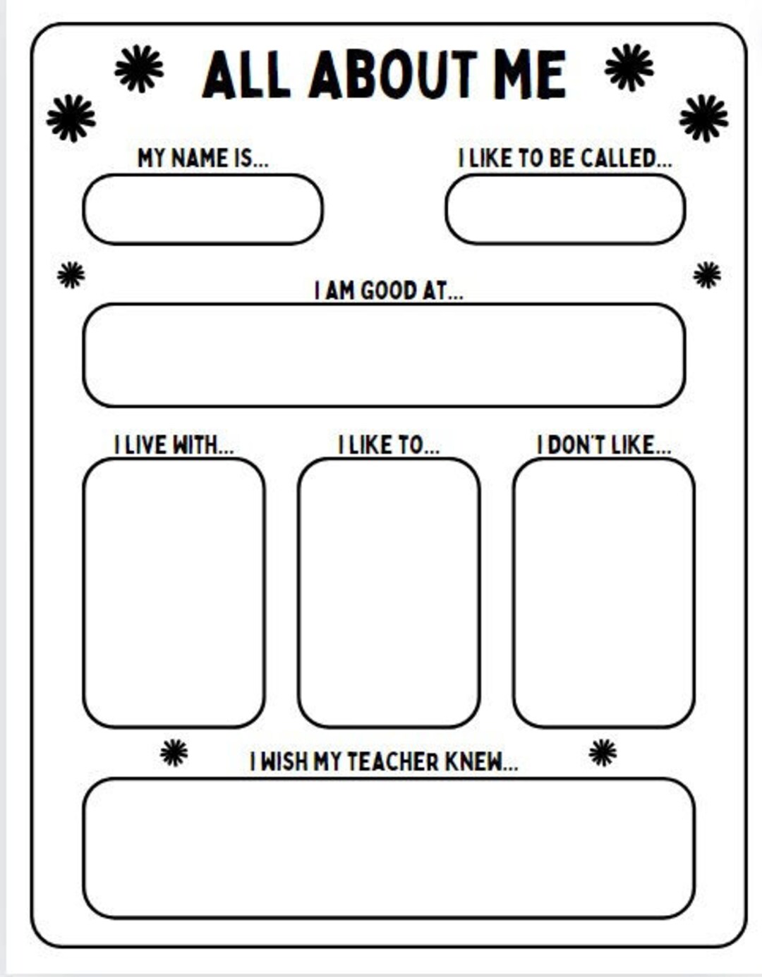 All About Me Worksheet and Portrait (2 Pages) 100% Customizable Canva ...