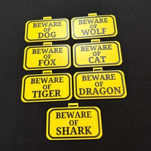 BEWARE OF ANIMAL Badge for Fursuit Cosplay and Furries | 3D Printed Badge