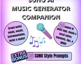 Suno AI Music Style Prompts Guide: Song Creation Expert Prompts Genres & Mashups (Digital Download)