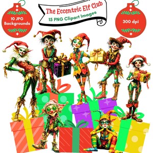 Quirky Christmas Elf Clipart: Whimsical Holiday Graphics (PNG Digital Download)