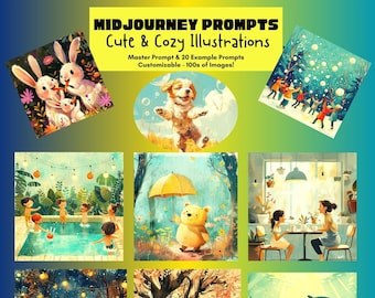 Midjourney Prompt Cute Illustrations Cartoon Prompts AI Art Midjouney Styles List Customizable P Art Styles Digital Download
