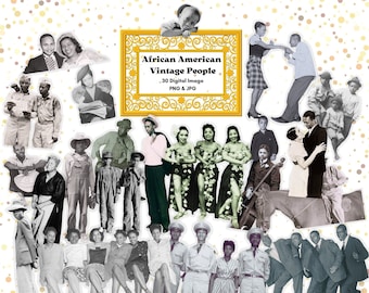 Vintage African American People Clipart: Retro Ephemera Fussy Cuts (Digital Download)