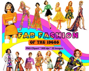 1960年代ファッションのクリップアート：レトロなミニスカートスタイル
