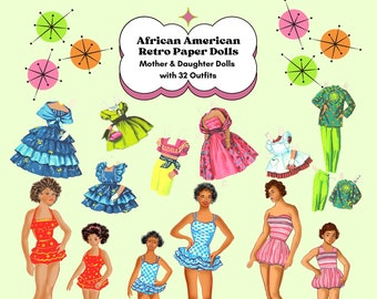 1950s African American Paper Dolls: Retro Mother & Daughter (Digital Download)