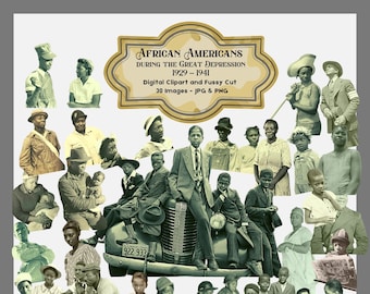 African American Clipart, Victorian Fussy Cuts Vintage Black People Ephemera 1930s  Digital Download