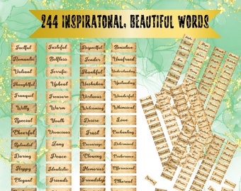 Positive Word Clipart Stickers Journal Scrapbook Inspirational Words Printable Labels Vintage Ephemera  Digital