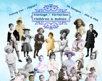Victorian Children Clipart: Vintage Boys, Girls, Babies (Digital Download)