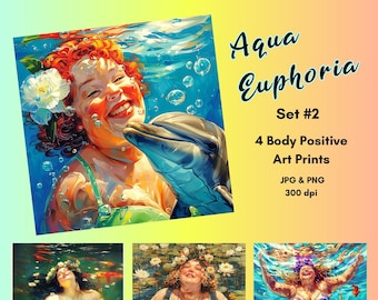 Body Positive Art Print Fat Acceptance Curvy Women Swimming Spa Art Self Love Plus Size Girls JPG PNG