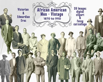 Victorian African American Men Clipart: Vintage Ephemera (28 Images, Digital Download)