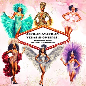 Afroamericane Showgirls Las Vegas Donne nere Clipart PNG JPG Stampabile Fussy Cuts Journal Scrapbook Download digitale