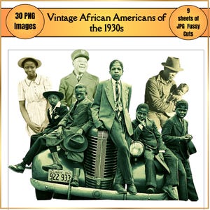 Vintage 1930s African American Clipart: Fussy Cut Images (PNG, JPG Digital Download)