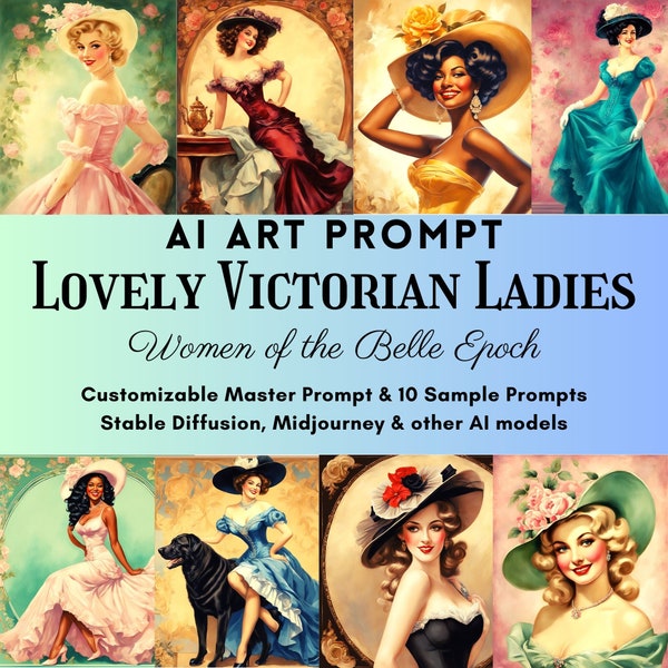 AI Prompt Victorian Women 100+ Art Prompts  You Can Customizable Stable Diffusion Guide Midjourney Digital Download