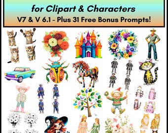 Midjourney SREF Style Codes: Clipart, Characters, Animals (Digital Download)