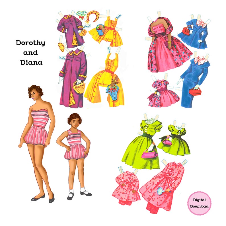 African American Paper Dolls 1950s Vintage Black Women Girls Etsy UK