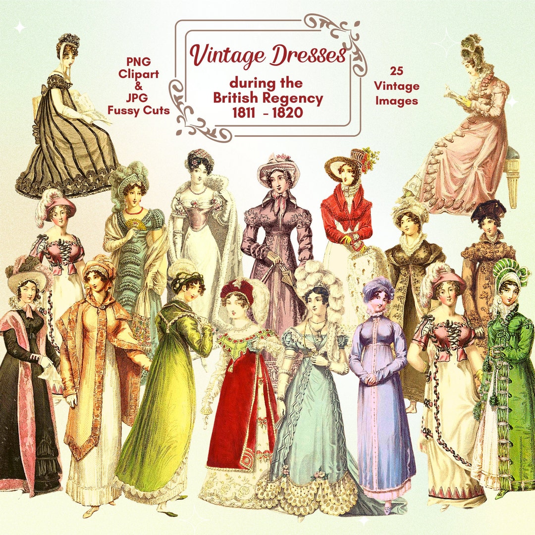 Vintage Fashion Ladies Regency Victorian Fussy Cut Clipart 19th Century ...