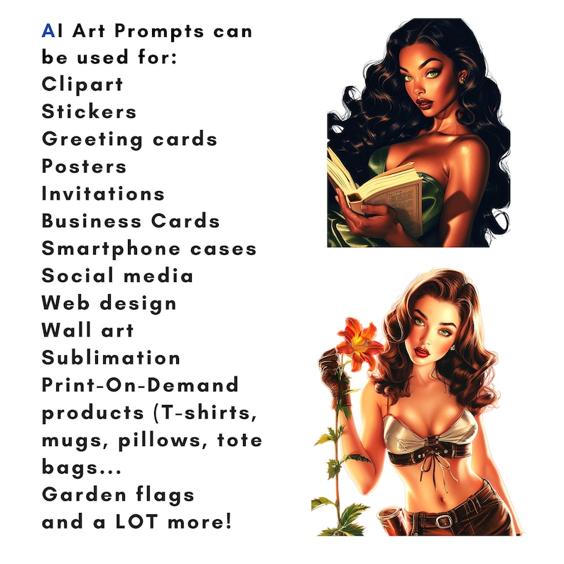 Midjourney Prompt Retro Pinup Ladies Sexy Art Prompt Customizable 100 Prompts All Skill Levels DALL-E3 Stable Diffusion Digital Download image 6
